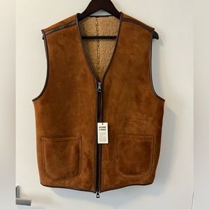 Homecore Leather and Suede Shearling Vest